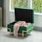 Fabulaxe Velvet Storage Ottoman Stool Box with Abstract Golden Legs - Decorative Sitting Bench, Green Small QI003939.GN - alternate 5